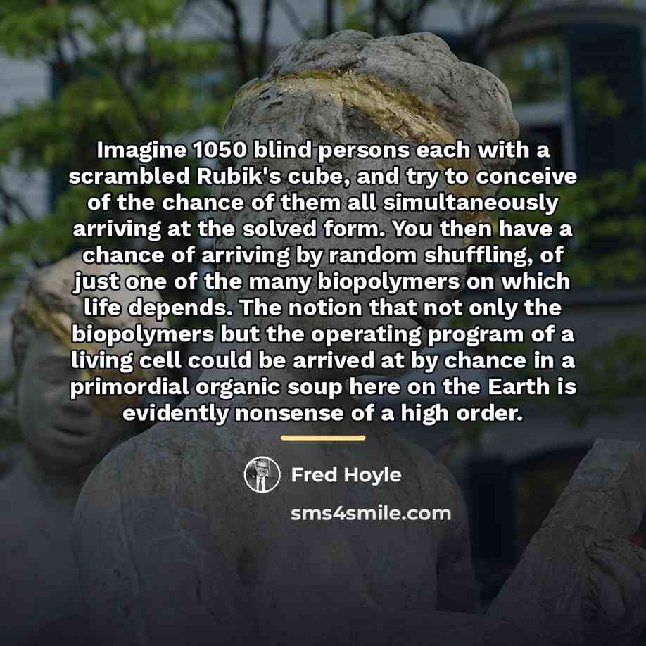 “Imagine 1050 blind persons each with a scrambled Rubik's cube,…” quote by Fred Hoyle