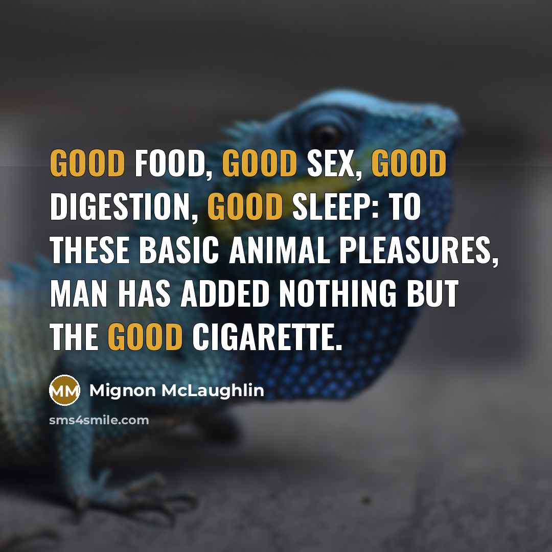 “Good food, good sex, good digestion, good sleep: to these…” quote by Mignon McLaughlin
