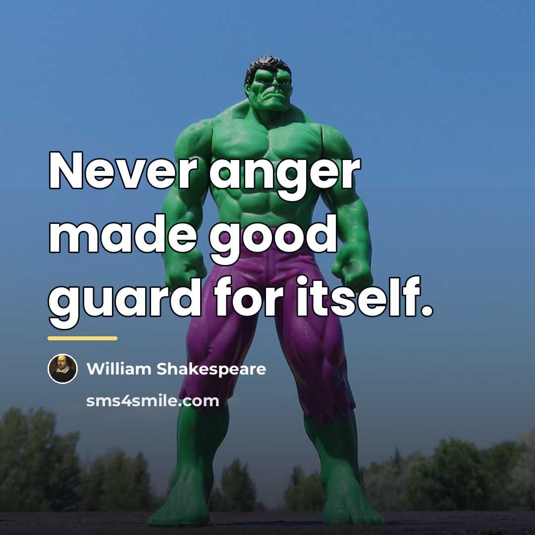 “Never anger made good guard for itself.…” quote by William Shakespeare