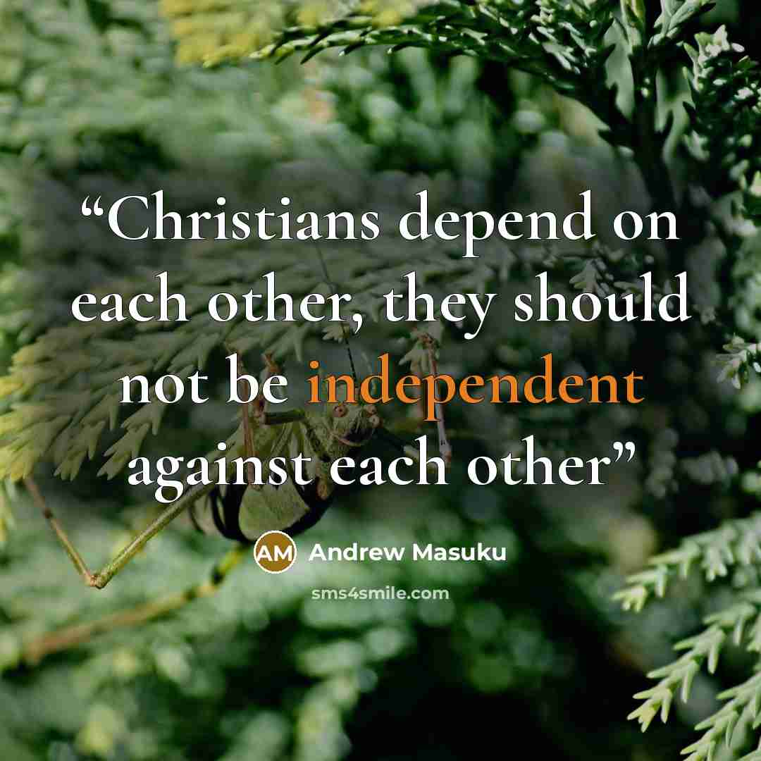 “Christians depend on each other, they should not be independent against each other” quote by Andrew Masuku