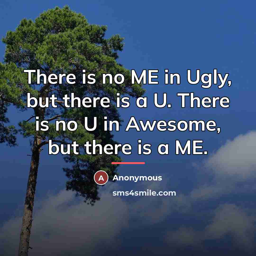 “There is no ME in Ugly, but there is a…” quote by Anonymous