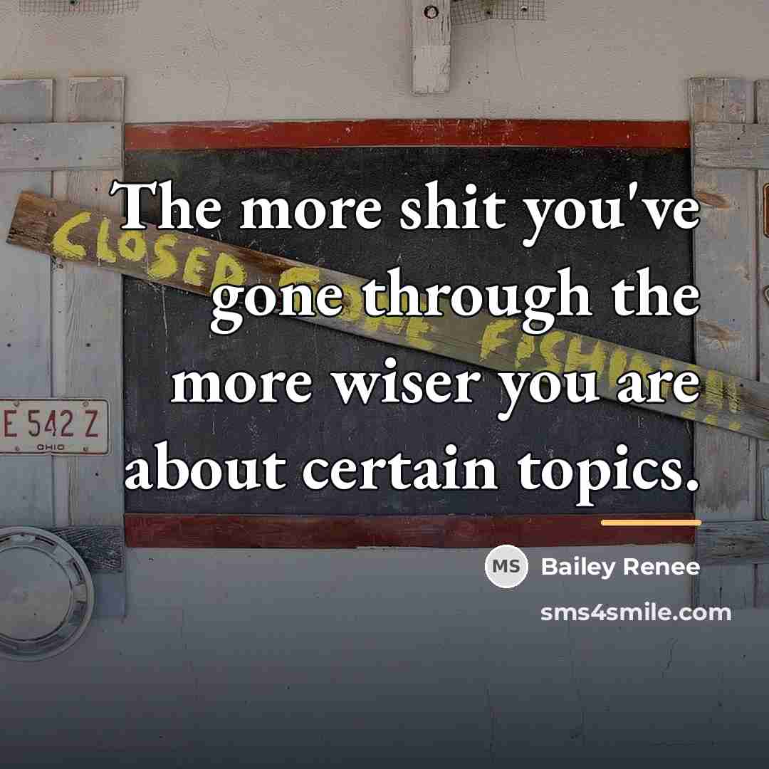 “The more shit you've gone through the more wiser you…” quote by Bailey Renee