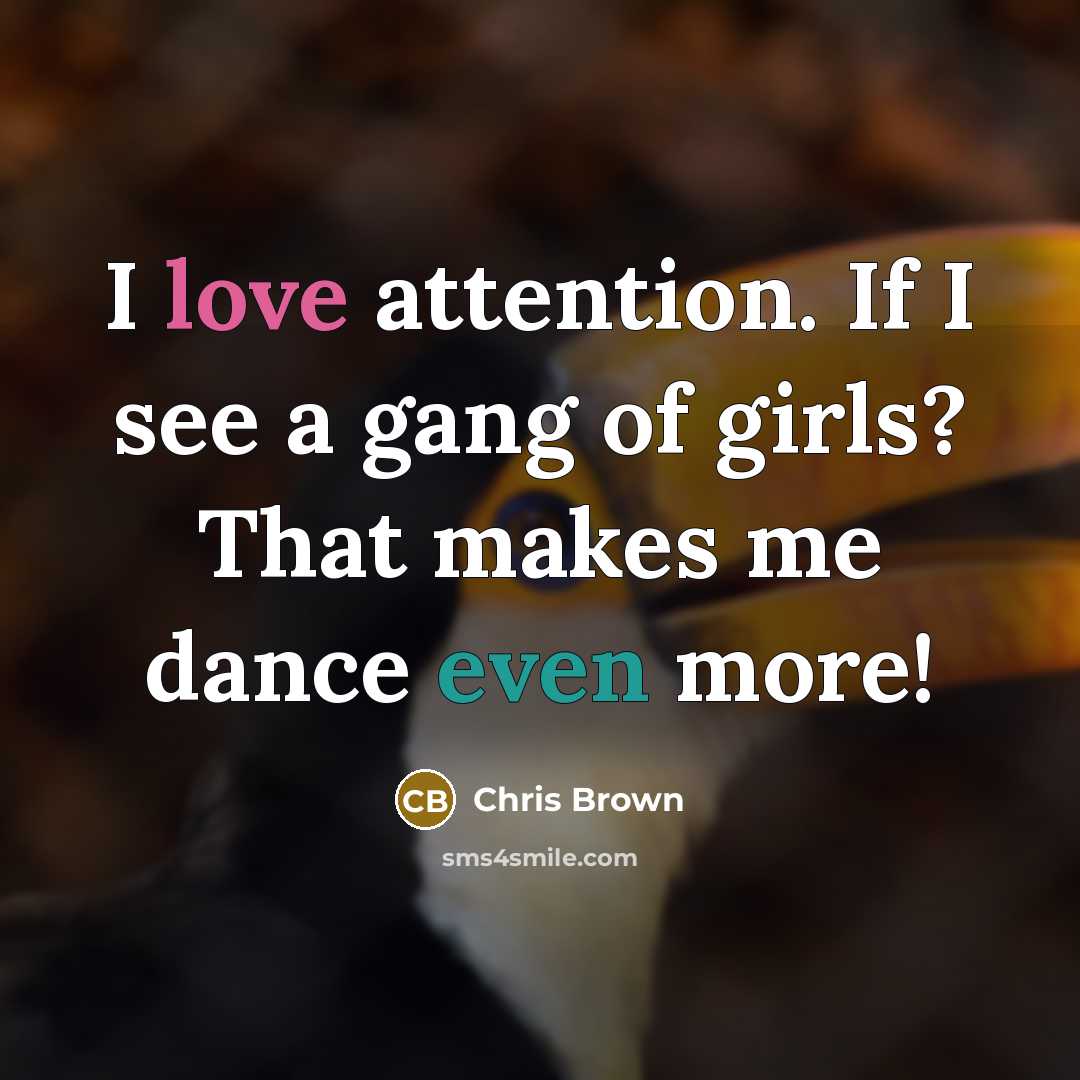 “I love attention. If I see a gang of girls?…” quote by Chris Brown