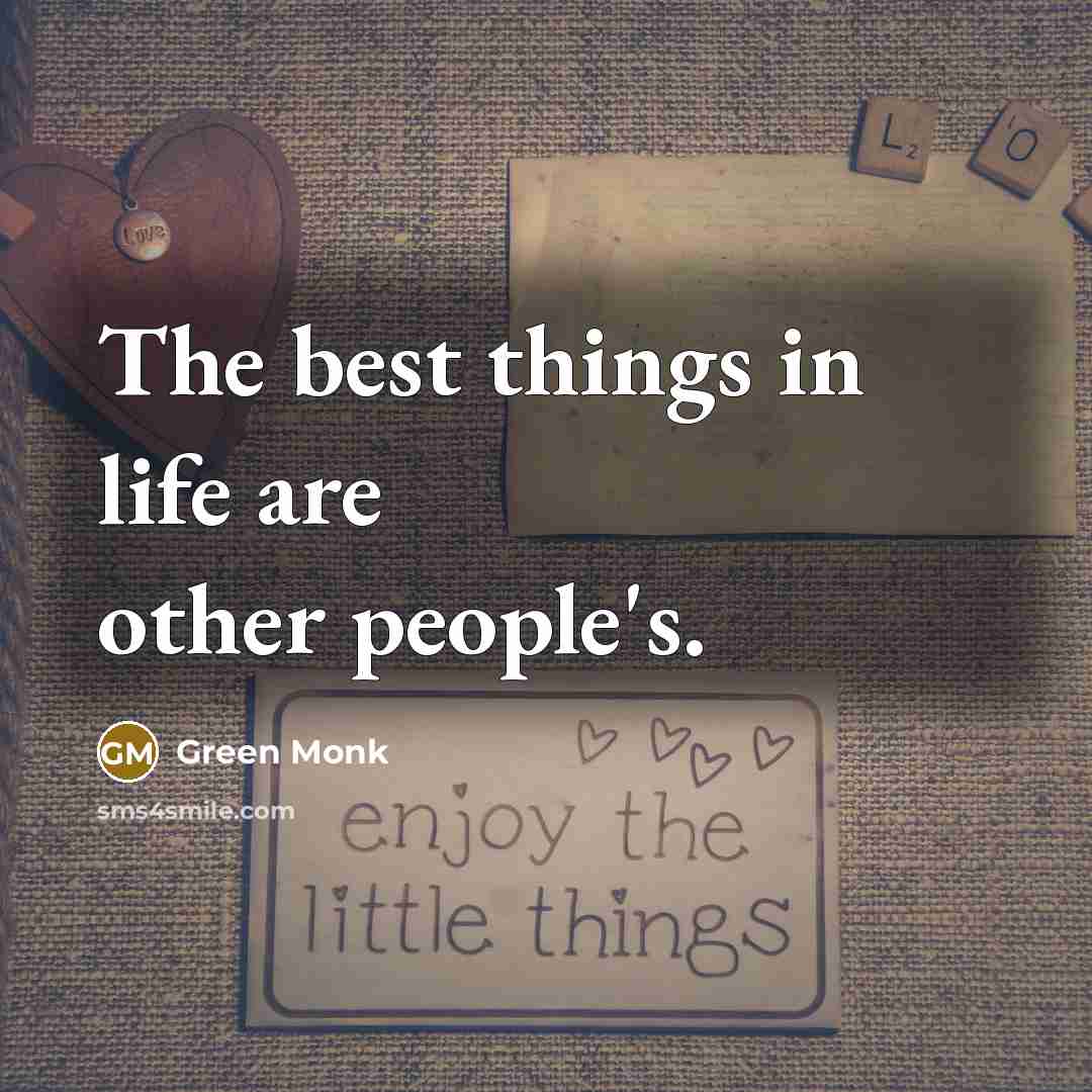 “The best things in life are other people's.” quote by Green Monk