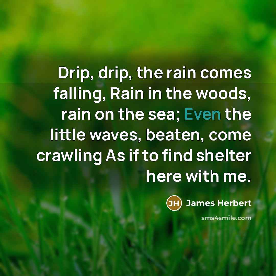 “Drip, drip, the rain comes falling, Rain in the woods,…” quote by James Herbert