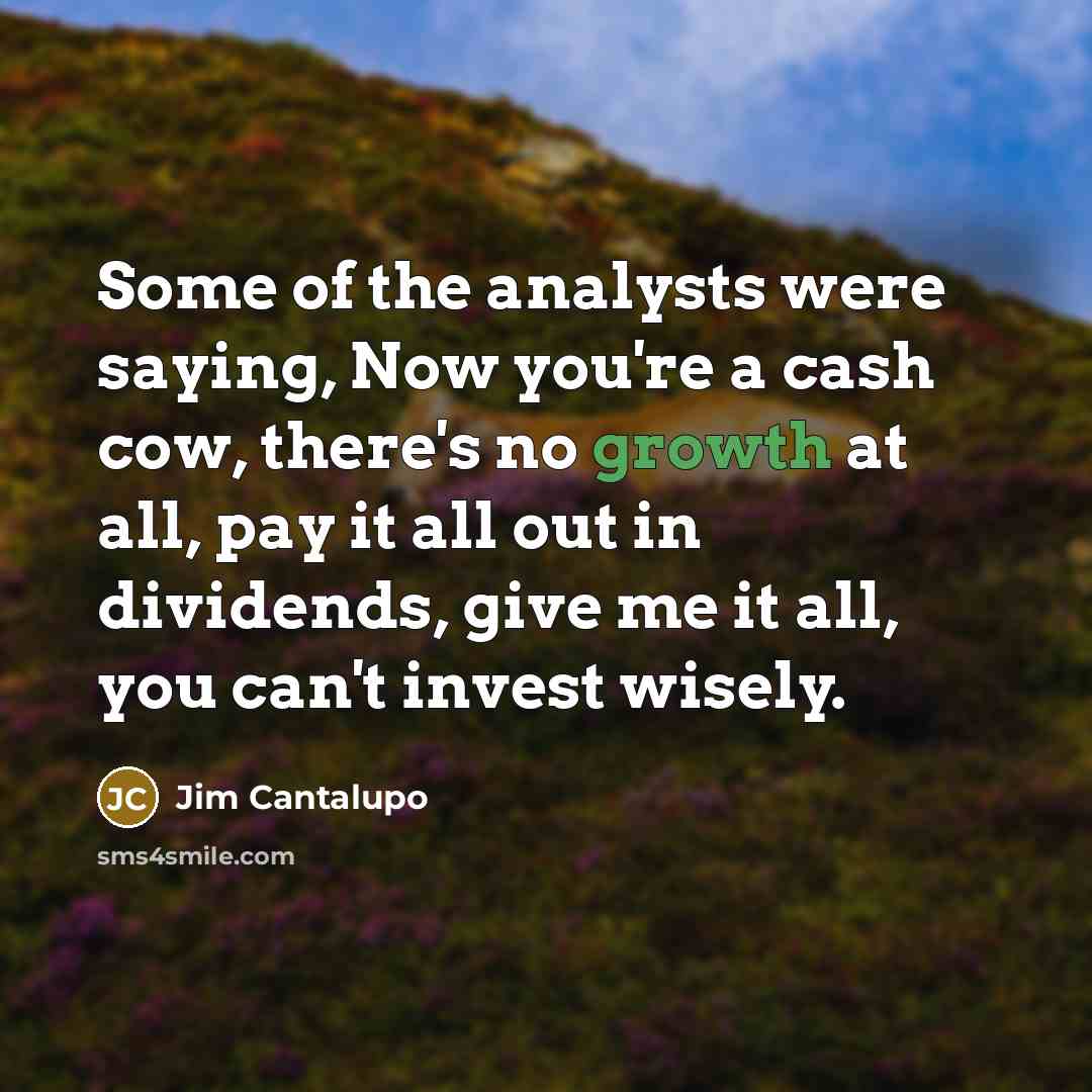 “Some of the analysts were saying, Now you're a cash…” quote by Jim Cantalupo