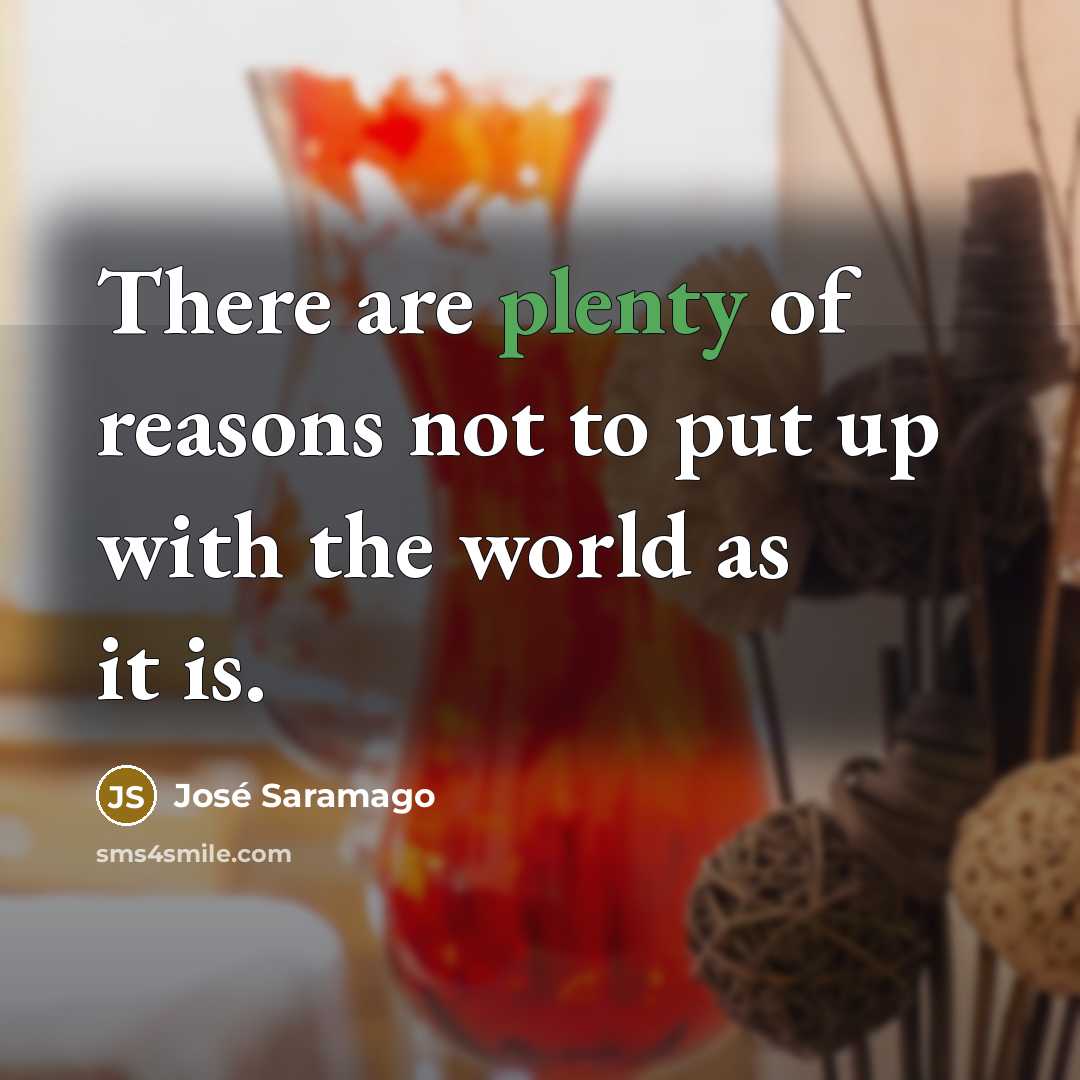 “There are plenty of reasons not to put up with…” quote by Jose Saramago