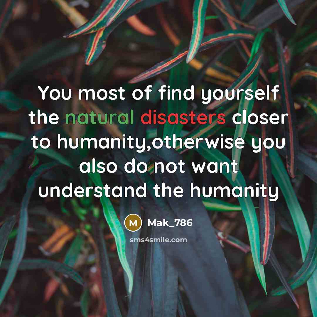 “You most of find yourself the natural disasters closer to humanity,otherwise you also do not want understand the humanity” quote by Mak_786