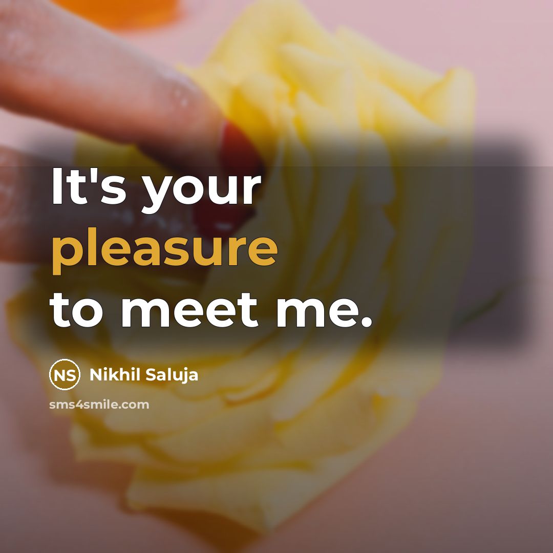 “It's your pleasure to meet me.…” quote by Nikhil Saluja
