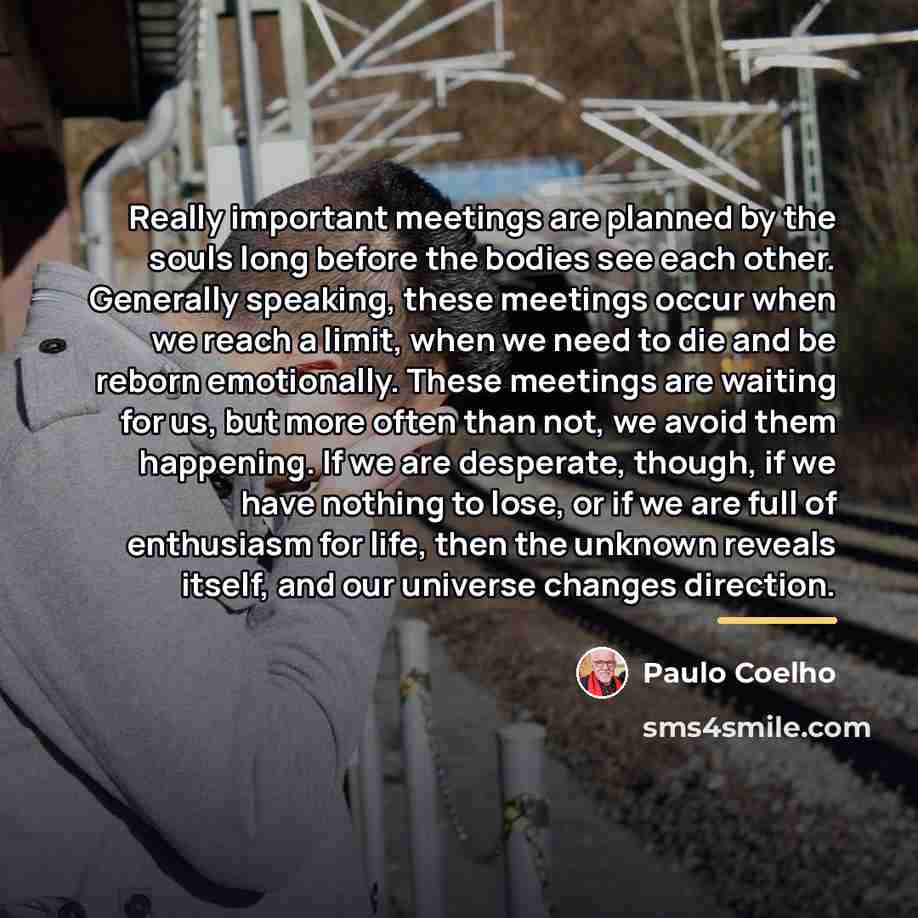“Really important meetings are planned by the souls long before…” quote by Paulo Coelho