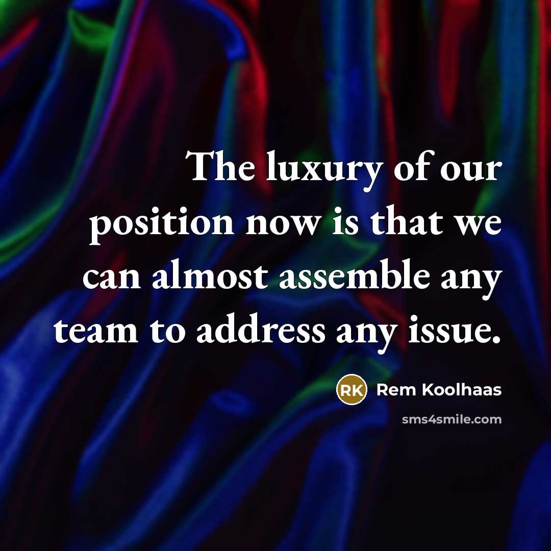 “The luxury of our position now is that we can…” quote by Rem Koolhaas