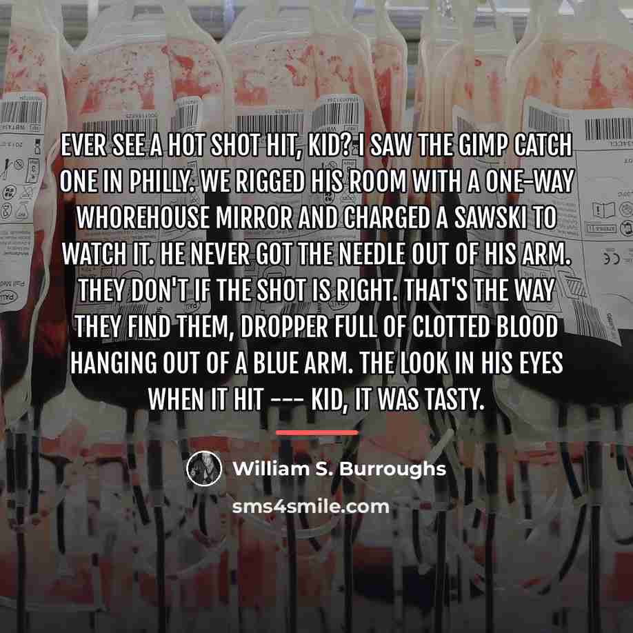 “Ever see a hot shot hit, kid? I saw the…” quote by William S. Burroughs