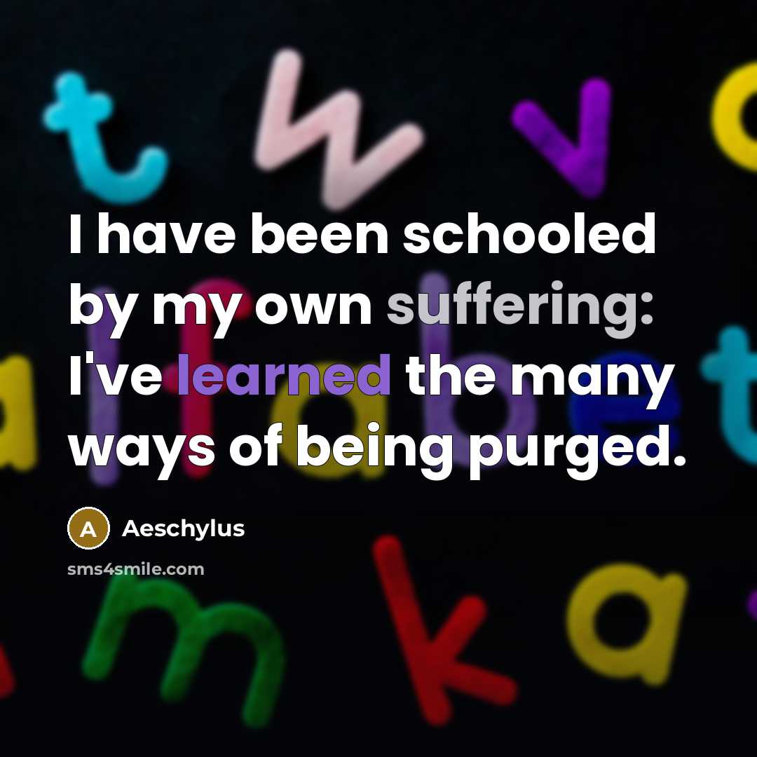 “I have been schooled by my own suffering: I've learned…” quote by Aeschylus