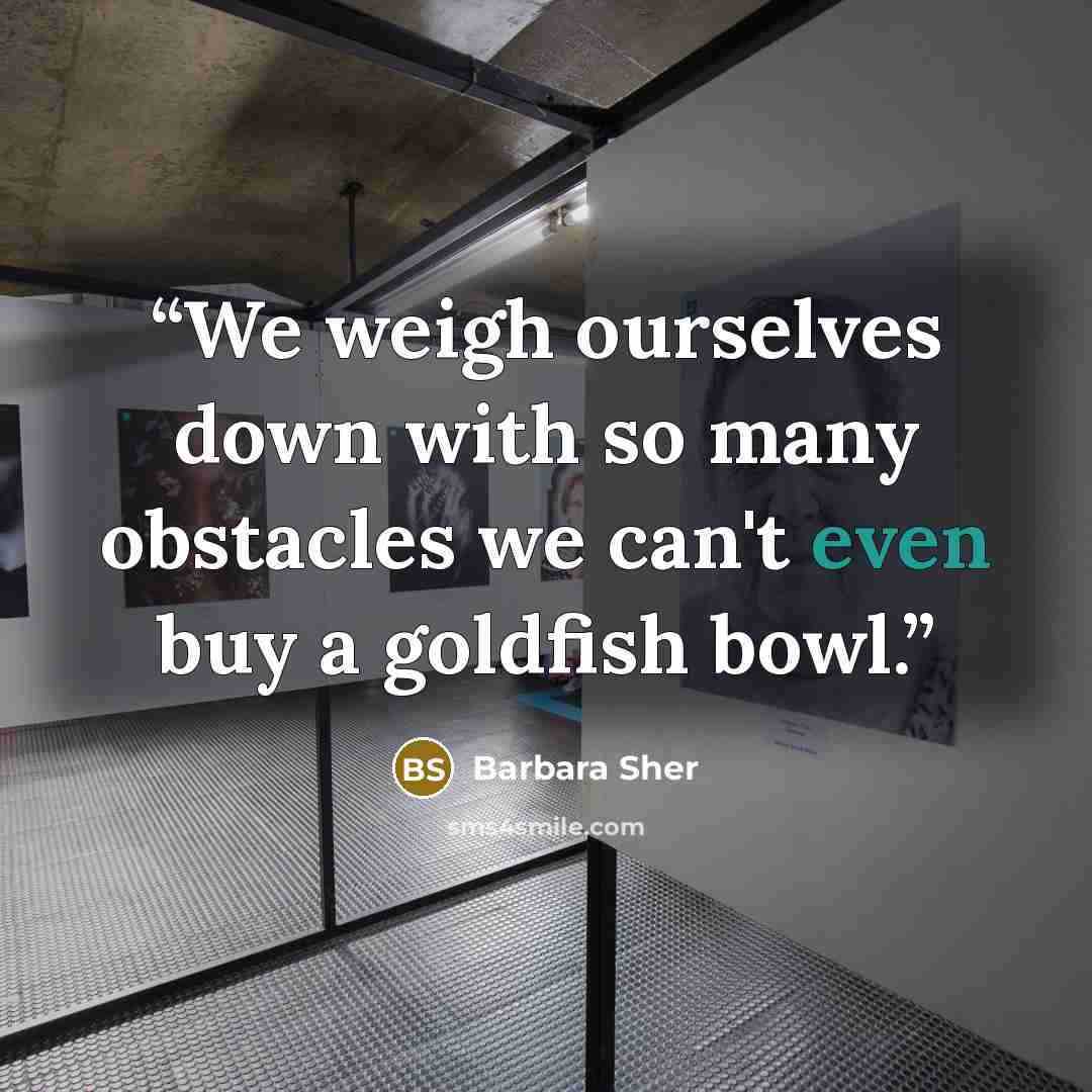 “We weigh ourselves down with so many obstacles we can't even buy a goldfish bowl.” quote by Barbara Sher
