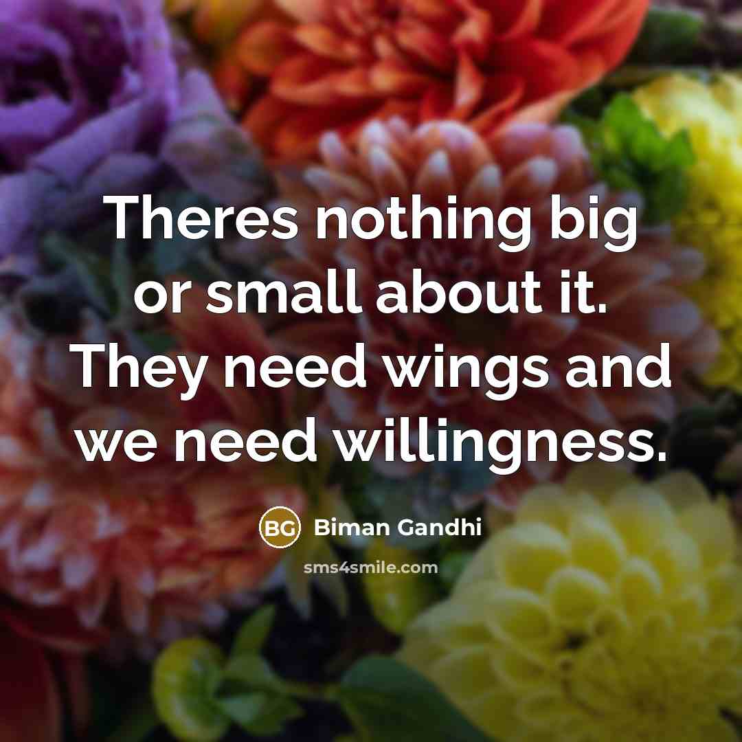 “Theres nothing big or small about it. They need wings…” quote by Biman Gandhi