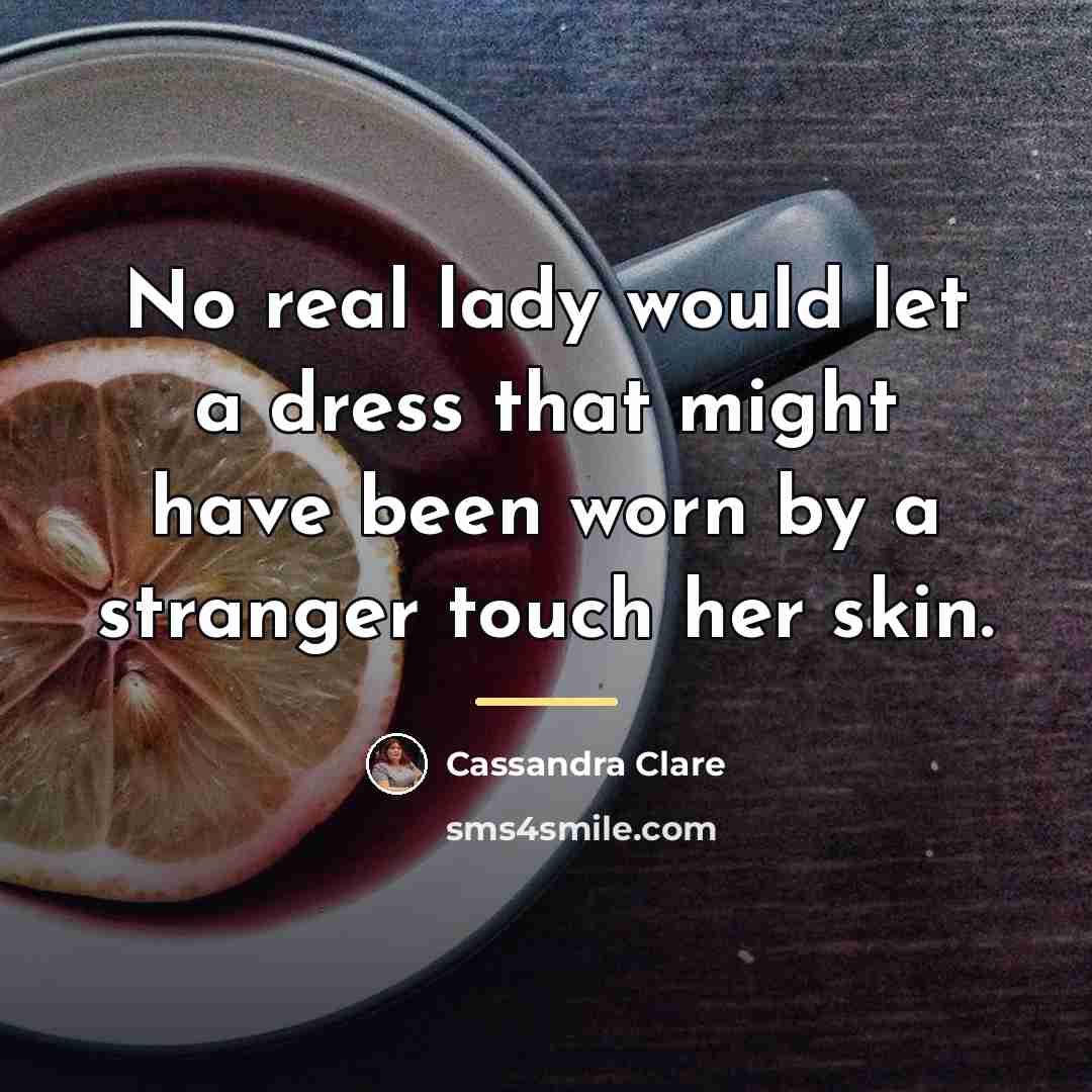 “No real lady would let a dress that might have…” quote by Cassandra Clare