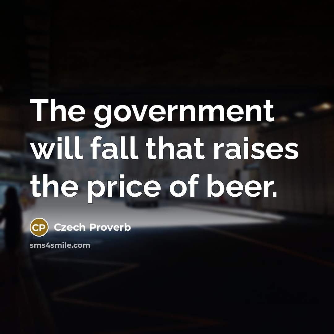 “The government will fall that raises the price of beer.…” quote by Czech Proverb