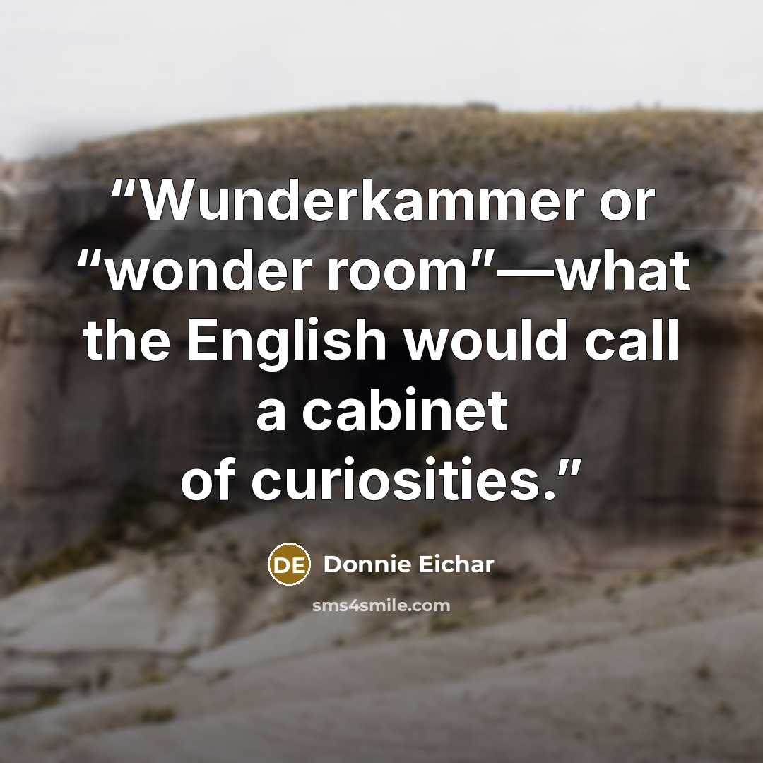 “Wunderkammer or “wonder room”—what the English would call a cabinet of curiosities.” quote by Donnie Eichar