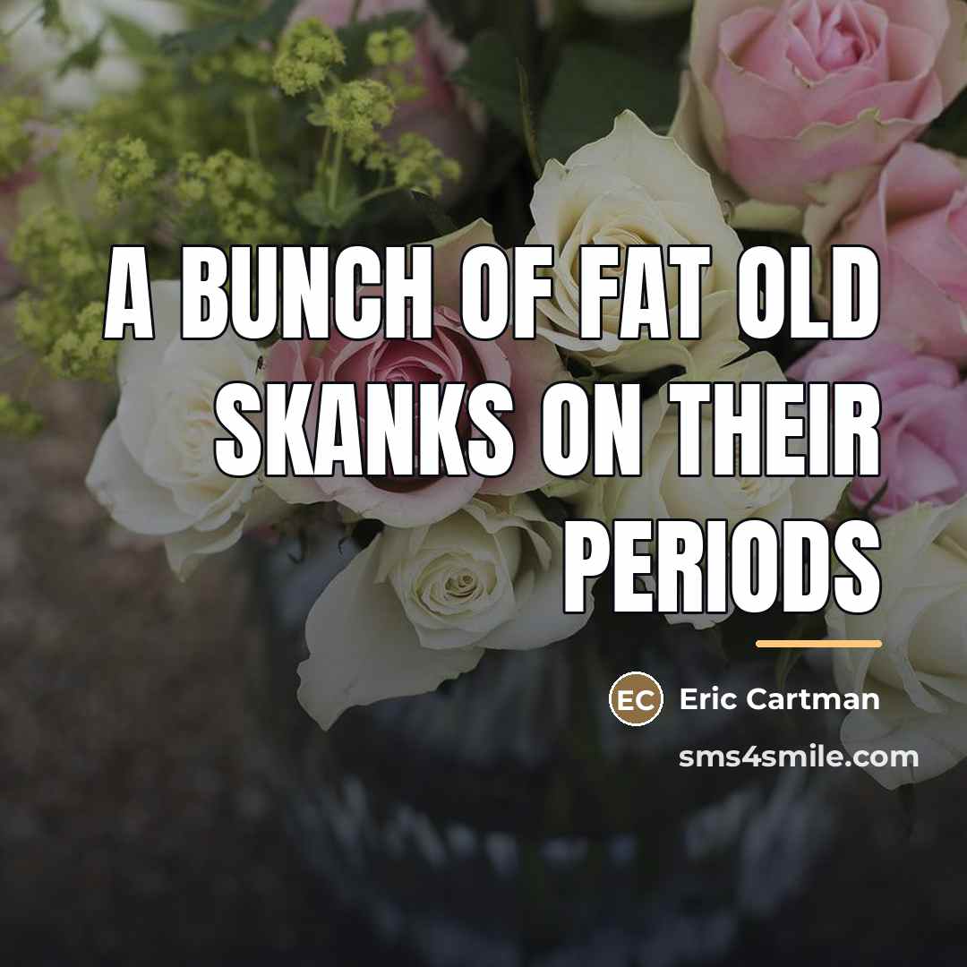 “A bunch of fat old skanks on their periods…” quote by Eric Cartman