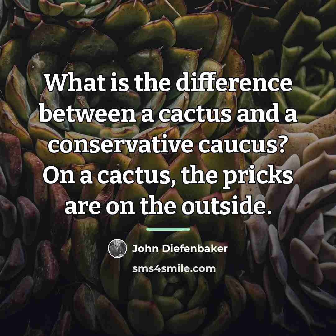 “What is the difference between a cactus and a conservative…” quote by John Diefenbaker