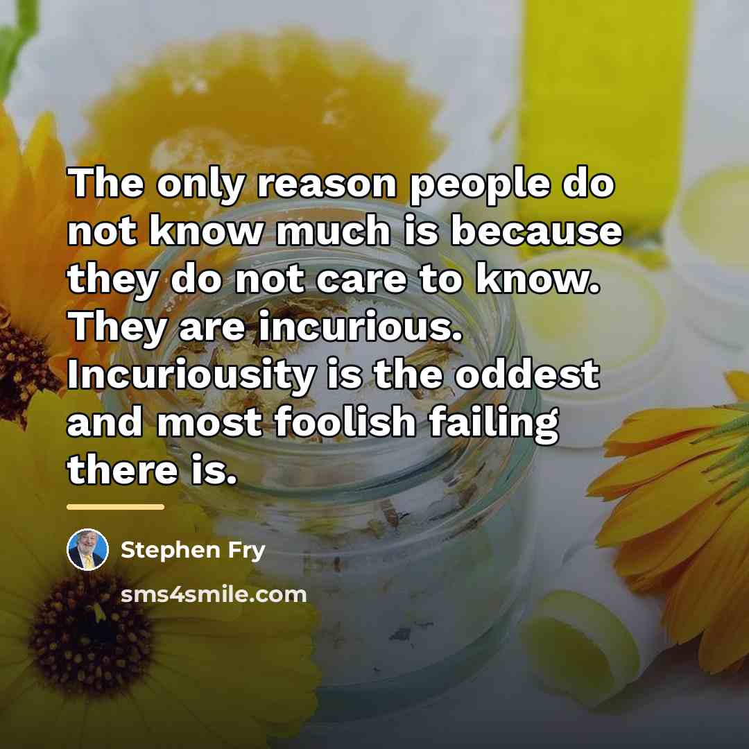 “The only reason people do not know much is because…” quote by Stephen Fry