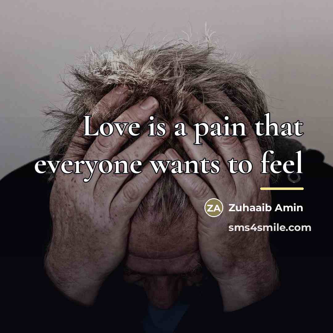 “Love is a pain that everyone wants to feel…” quote by Zuhaaib Amin