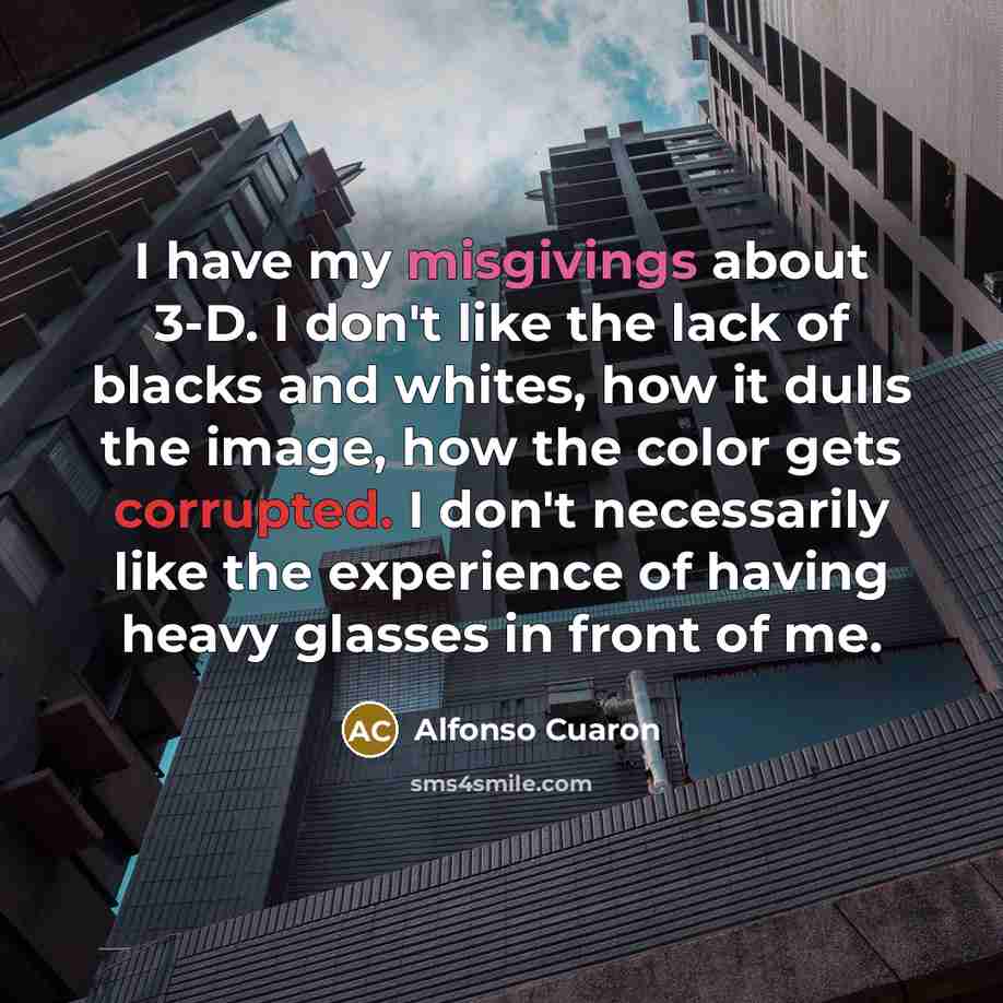 “I have my misgivings about 3-D. I don't like the…” quote by Alfonso Cuaron