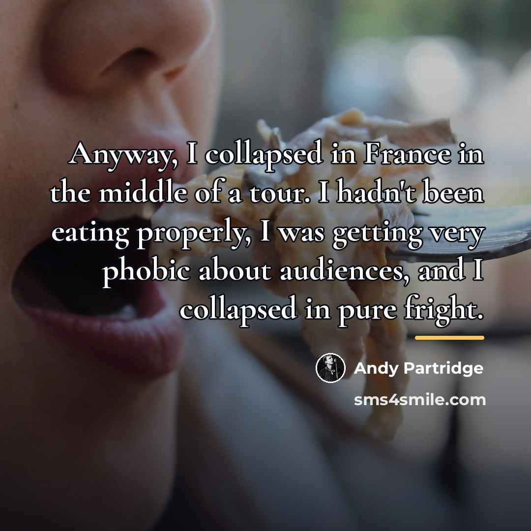 “Anyway, I collapsed in France in the middle of a…” quote by Andy Partridge