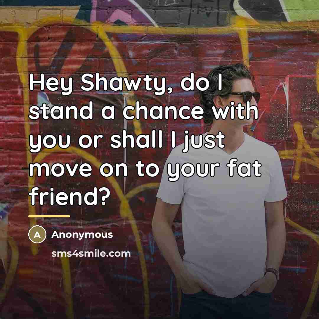 “Hey Shawty, do I stand a chance with you or…” quote by Anonymous