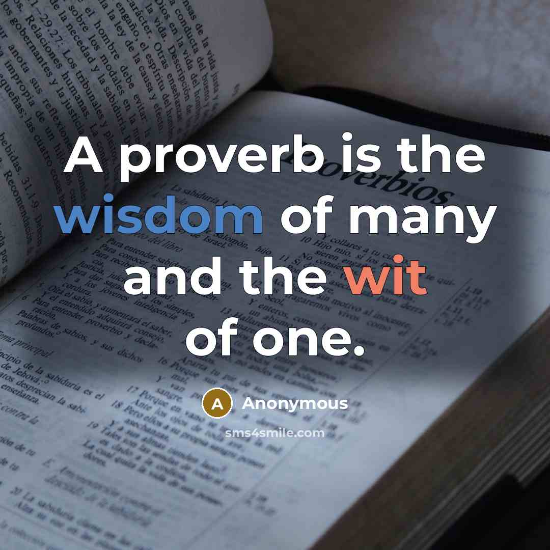 “A proverb is the wisdom of many and the wit…” quote by Anonymous