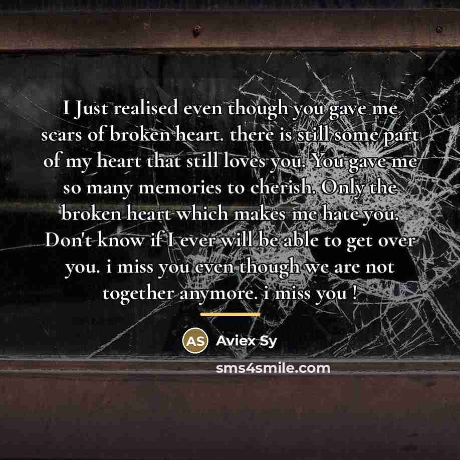 “I Just realised even though you gave me scars of…” quote by Aviex Sy
