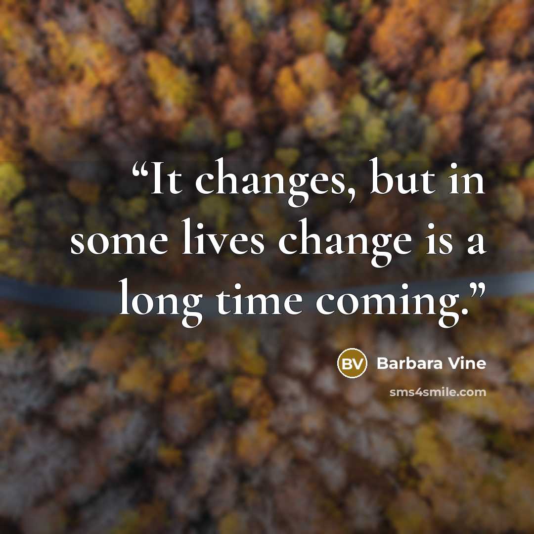 “It changes, but in some lives change is a long time coming.” quote by Barbara Vine