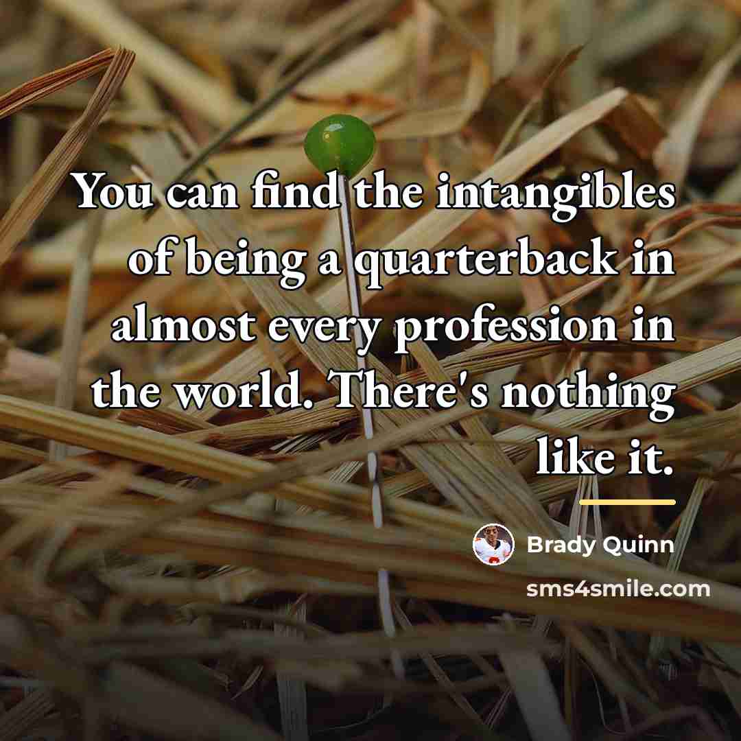 “You can find the intangibles of being a quarterback in…” quote by Brady Quinn
