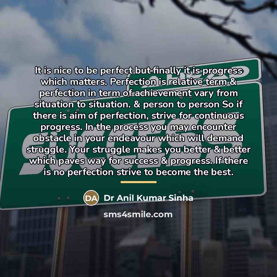 “It is nice to be perfect but finally it is…” quote by Dr Anil Kumar Sinha
