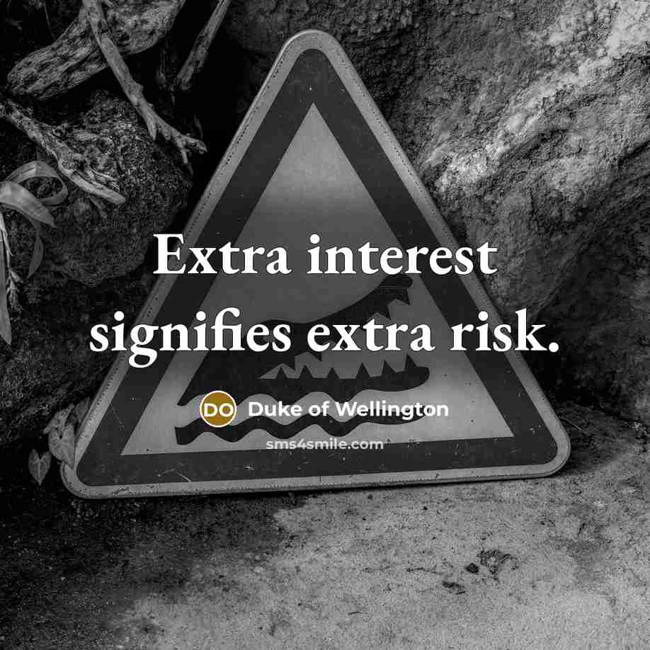 “Extra interest signifies extra risk.…” quote by Duke of Wellington
