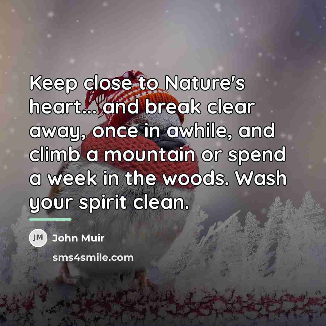 “Keep close to Nature's heart... and break clear away, once…” quote by John Muir