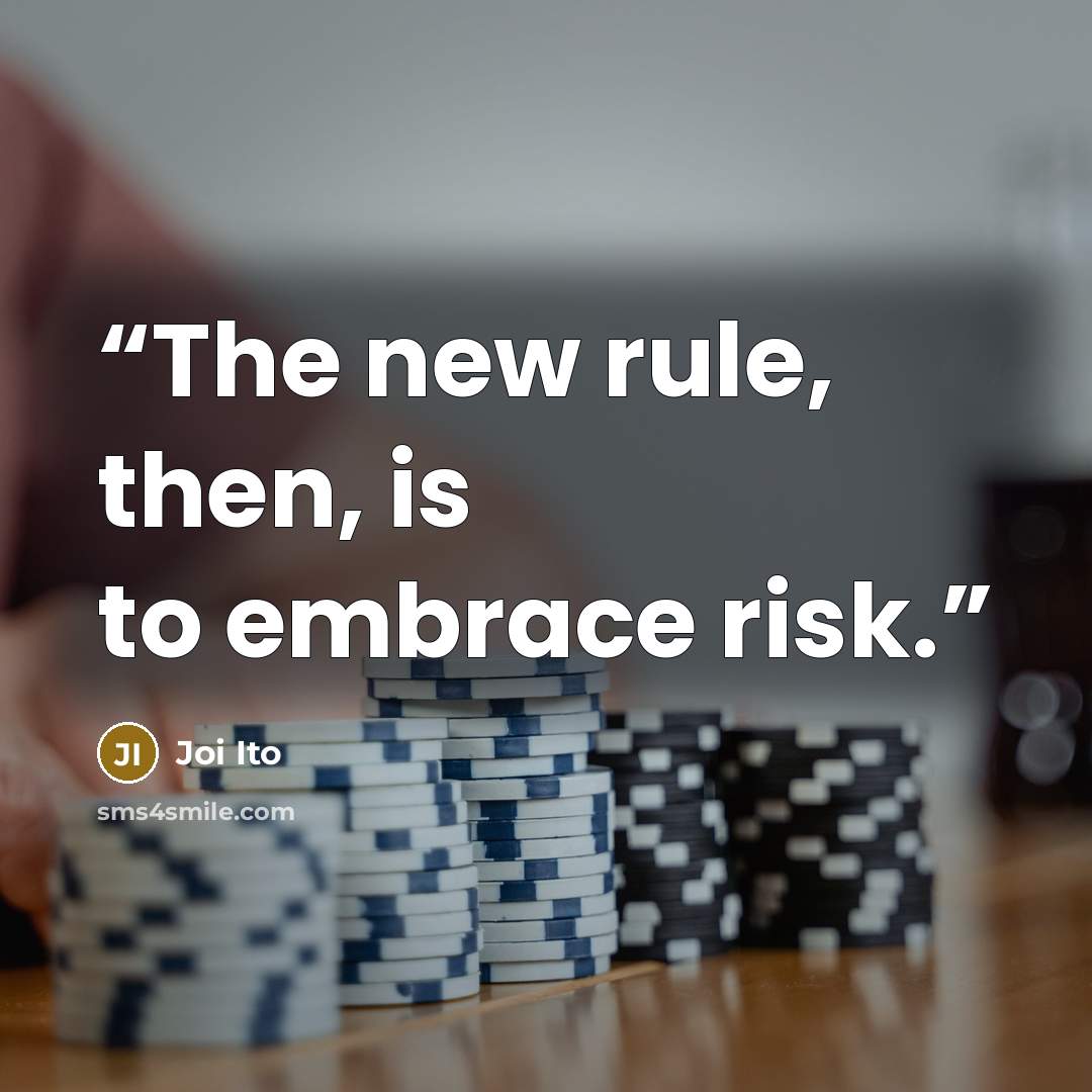 “The new rule, then, is to embrace risk.” quote by Joi Ito
