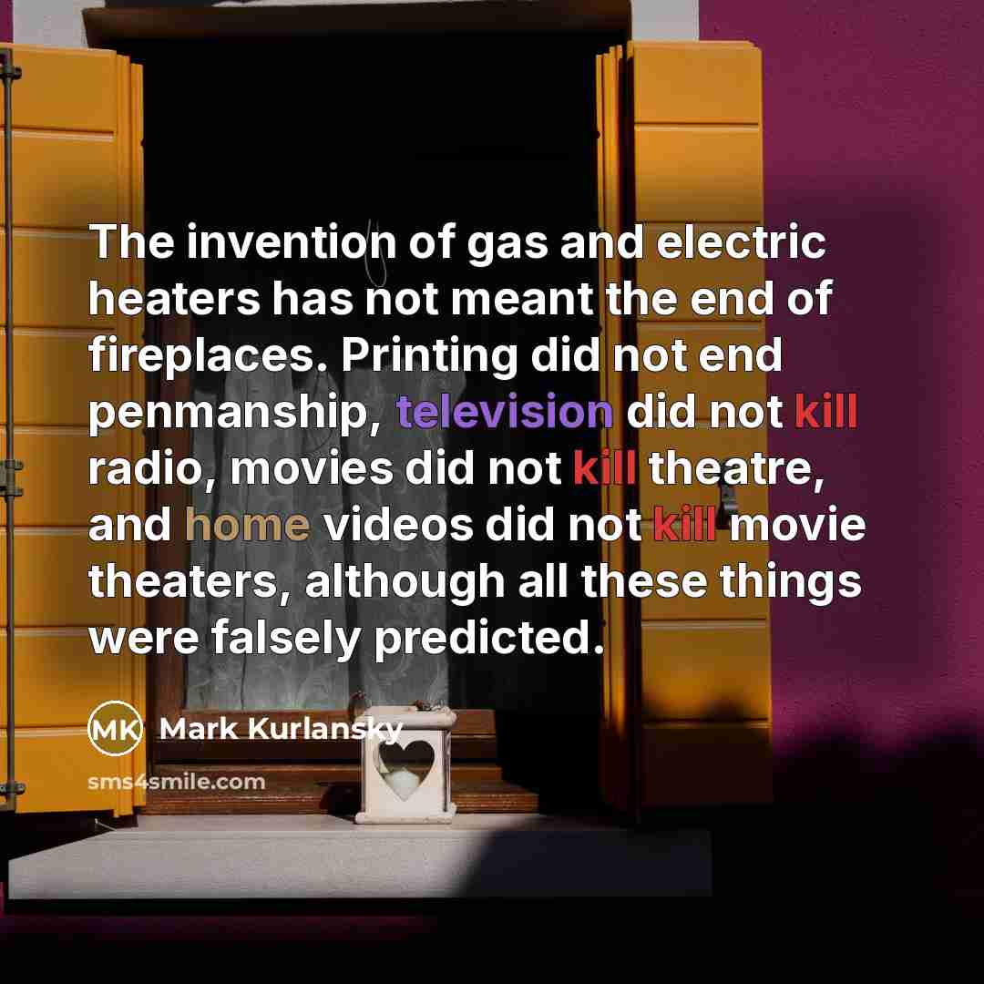 “The invention of gas and electric heaters has not meant…” quote by Mark Kurlansky