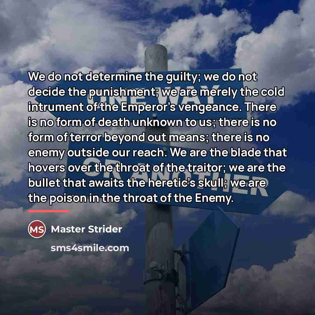 “We do not determine the guilty; we do not decide…” quote by Master Strider