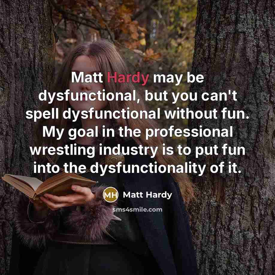 “Matt Hardy may be dysfunctional, but you can't spell dysfunctional…” quote by Matt Hardy