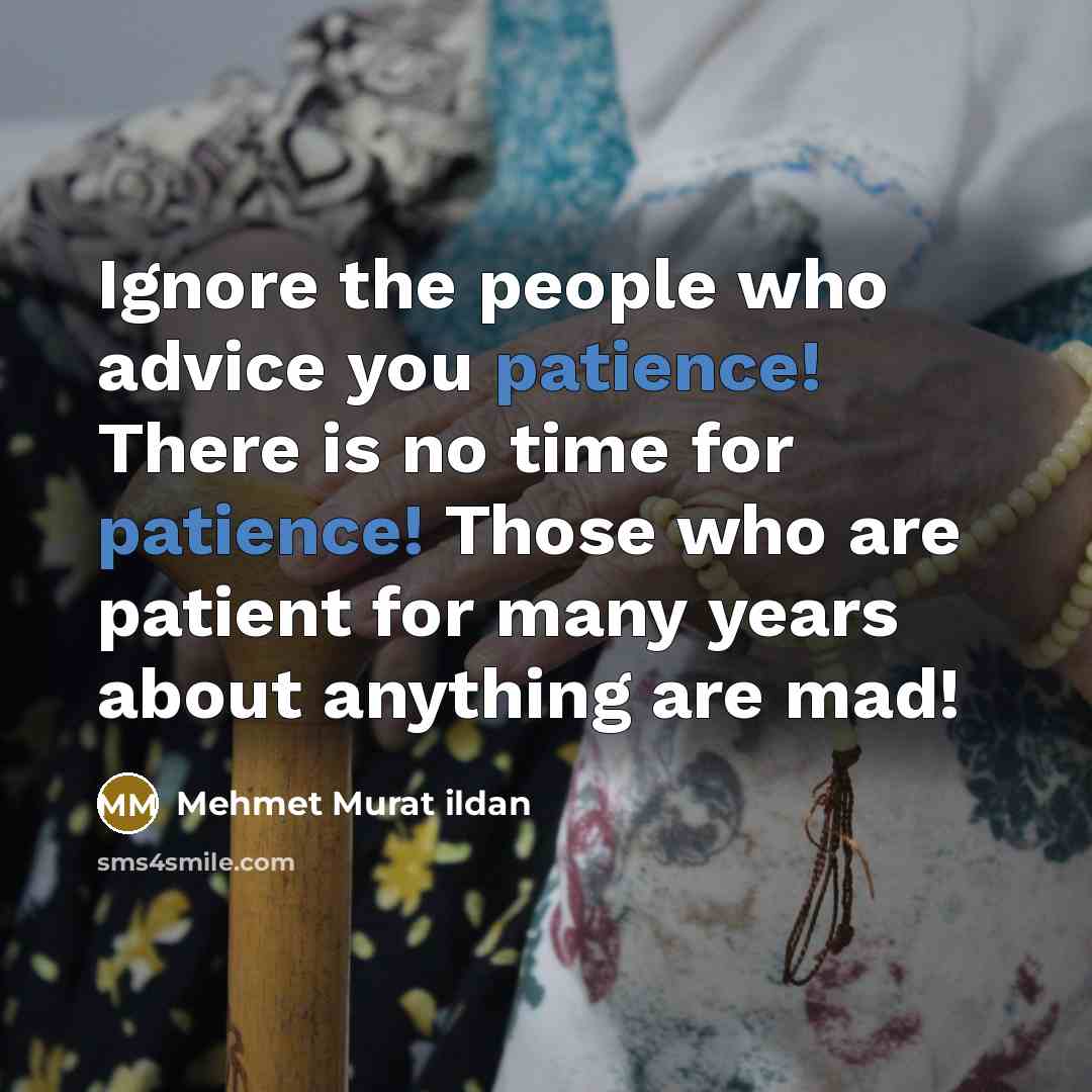 “Ignore the people who advice you patience! There is no…” quote by Mehmet Murat Ildan