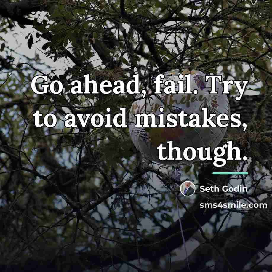 “Go ahead, fail. Try to avoid mistakes, though.…” quote by Seth Godin