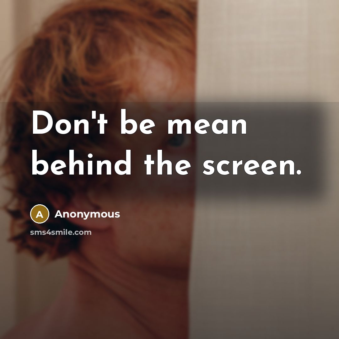 “Don't be mean behind the screen.…” quote by Anonymous