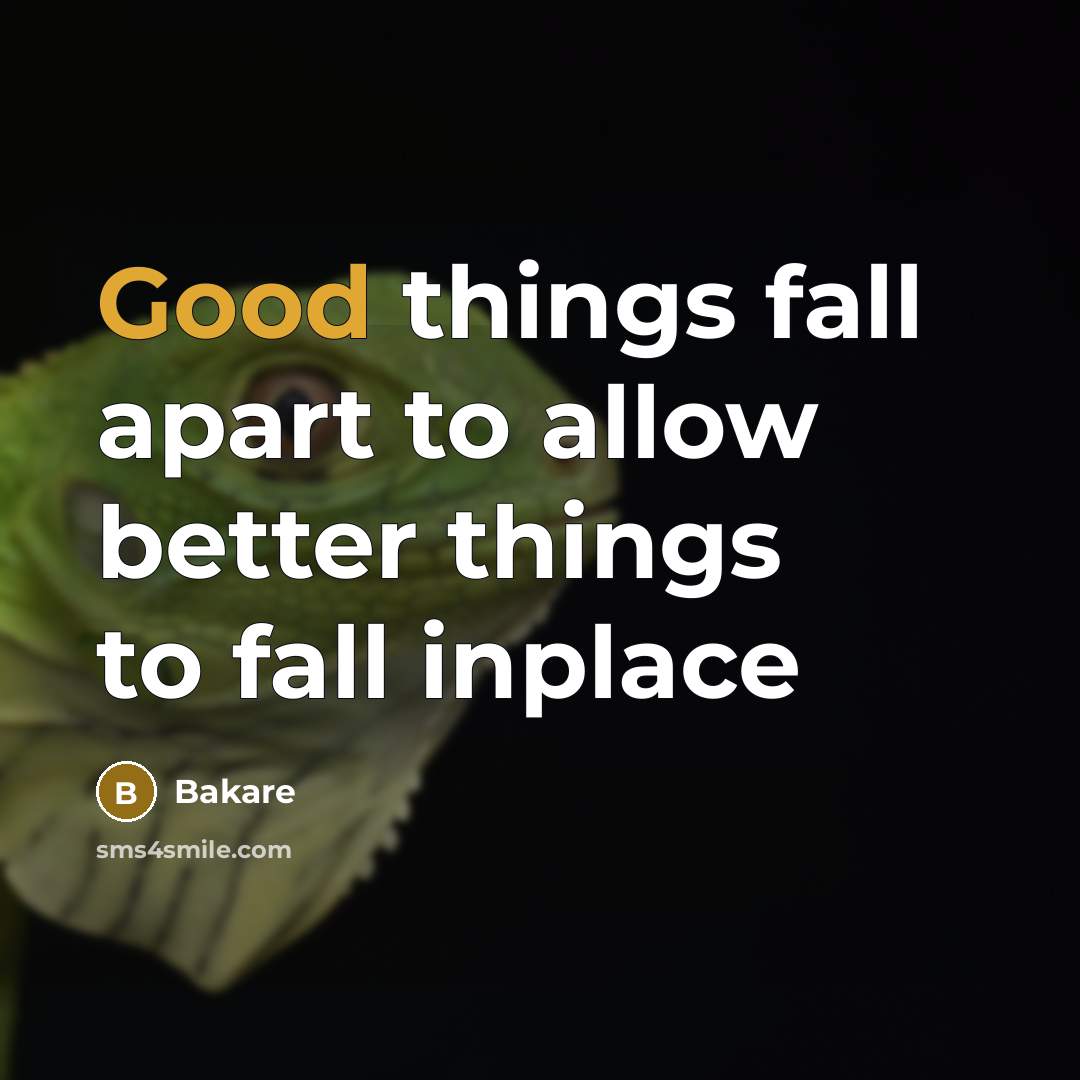 “Good things fall apart to allow better things to fall…” quote by Bakare