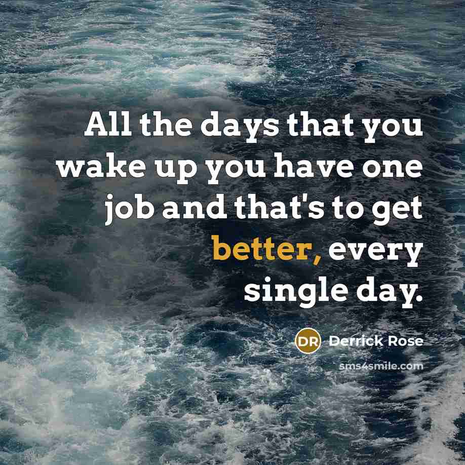 “All the days that you wake up you have one job and that's to get better, every single day.” quote by Derrick Rose