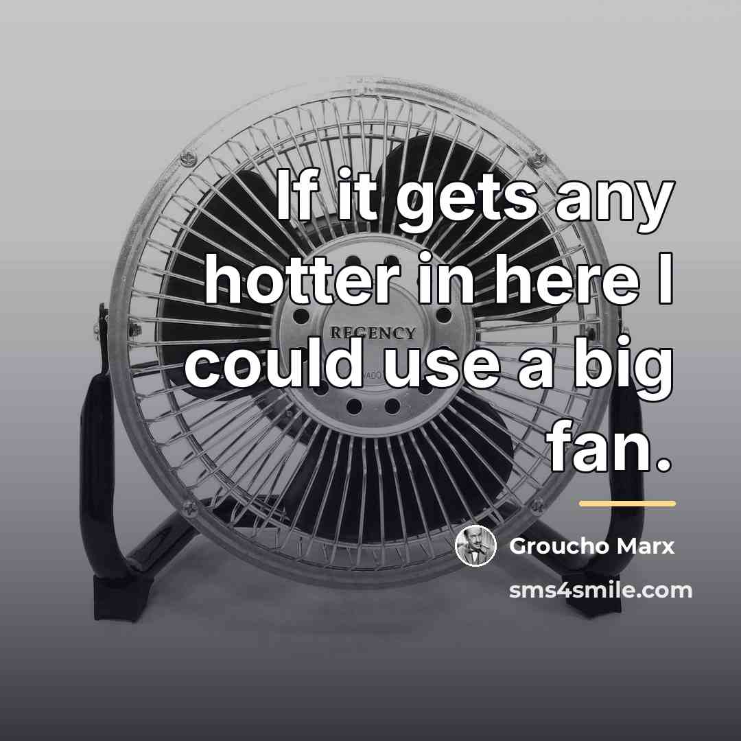 “If it gets any hotter in here I could use…” quote by Groucho Marx