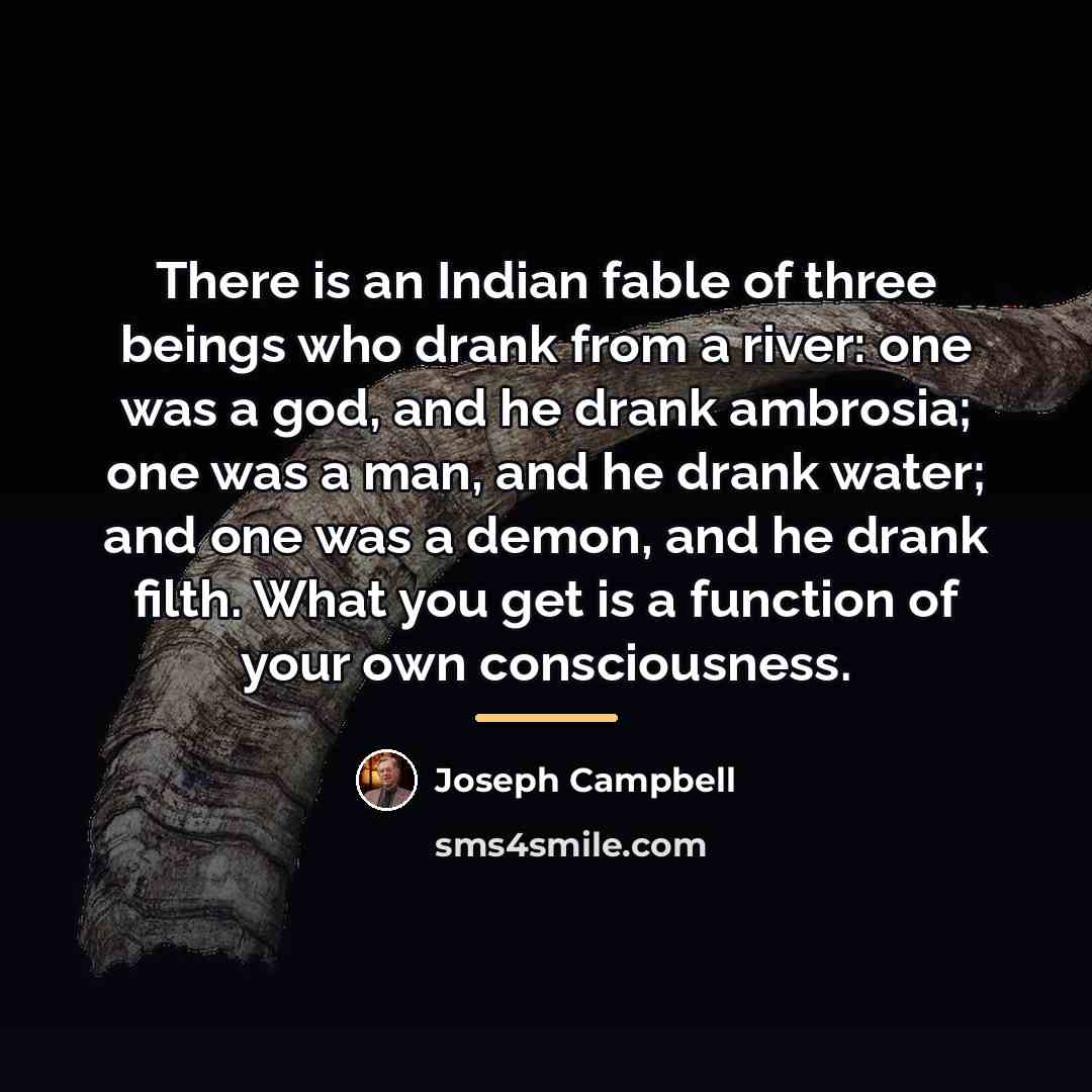 “There is an Indian fable of three beings who drank…” quote by Joseph Campbell