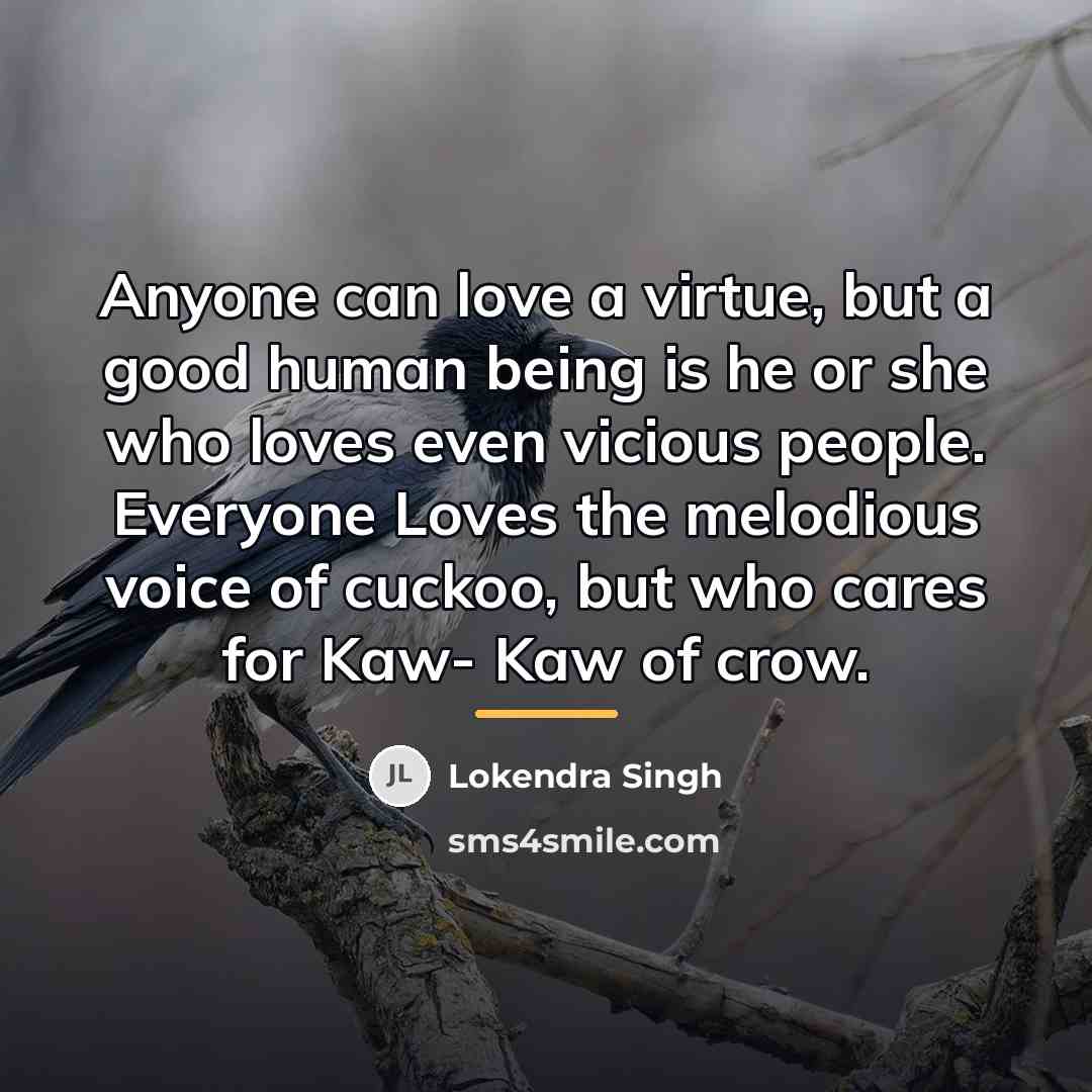 “Anyone can love a virtue, but a good human being…” quote by Lokendra Singh