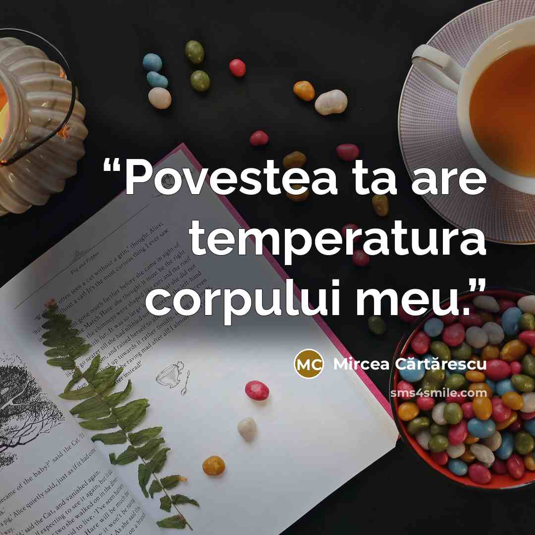 “Povestea ta are temperatura corpului meu.” quote by Mircea Cărtărescu
