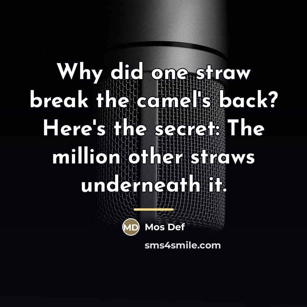 “Why did one straw break the camel's back? Here's the…” quote by Mos Def